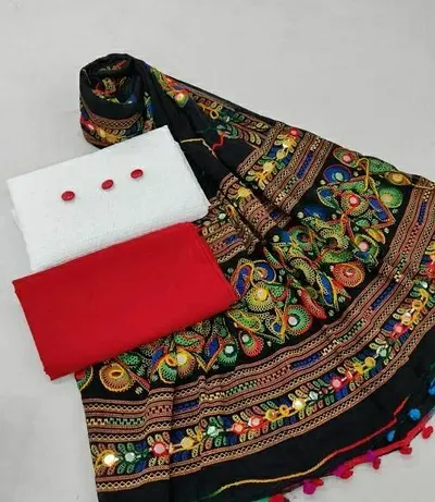 Trendy Cotton Chikankari Dress Material With Dupatta Set