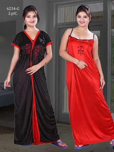 Comfy 2 IN 1 Satin Night Dress Set