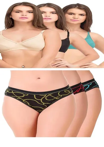 Buy KEOTI Women Cotton Bra & Panty Combo - 6 Set Pack Multicolour