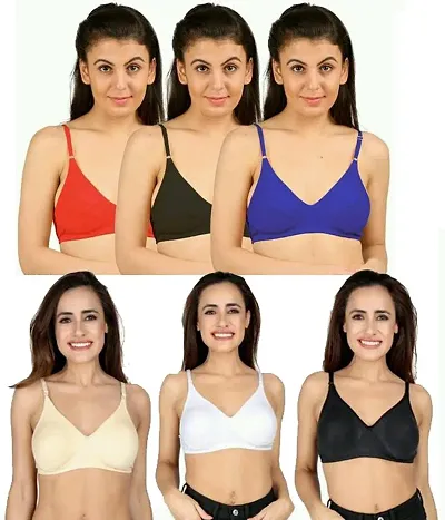 Trendy Solid Bras Combo Pack of 6