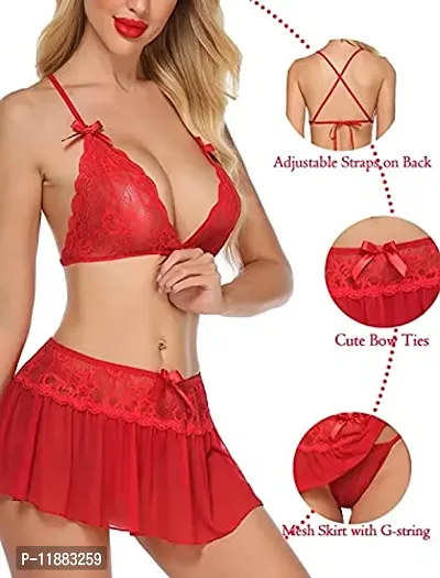 Sexy Red Naughty Knot Body Bow Lingerie Babydoll Underwear One Piece