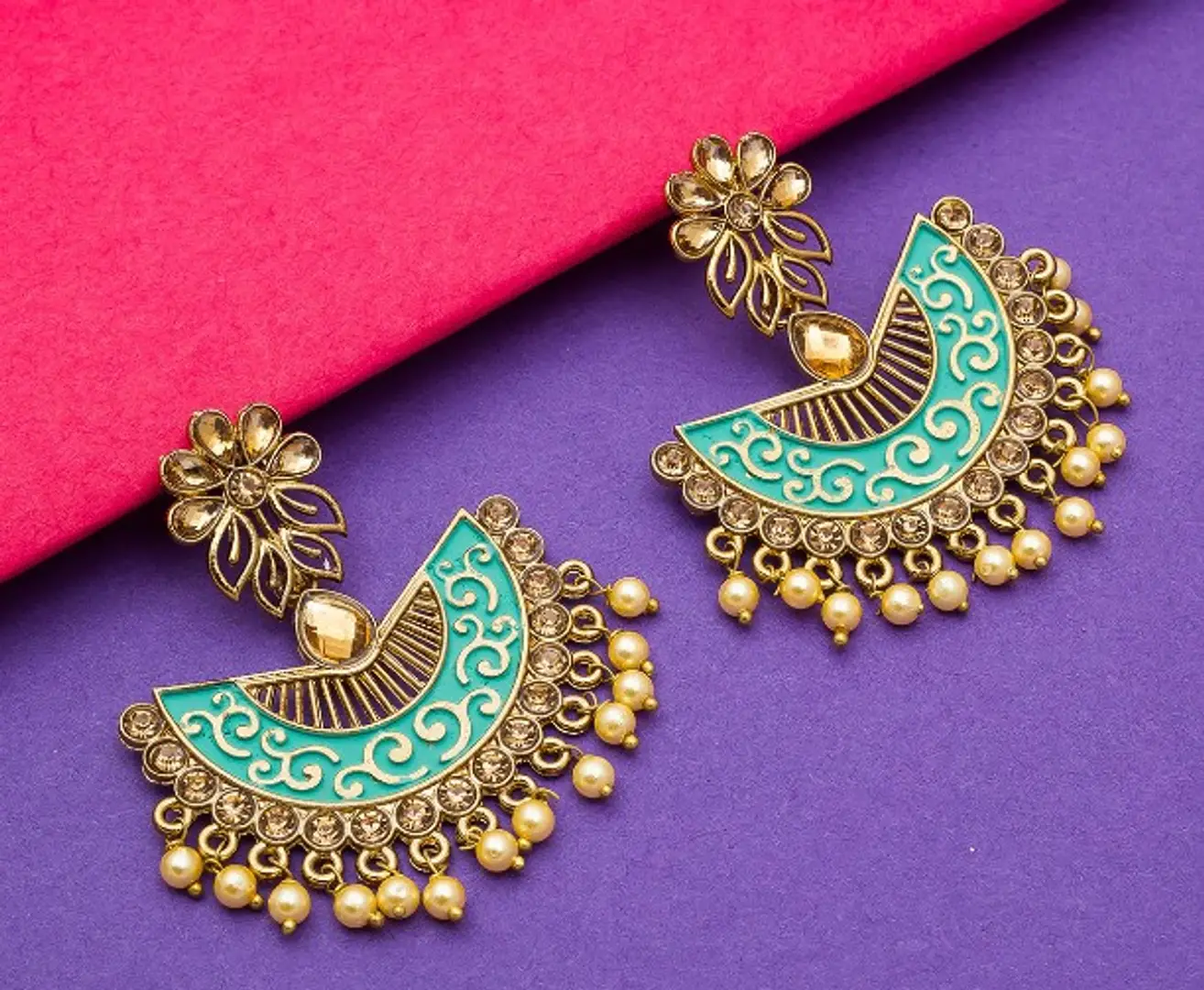 Buy Teejh Nirali Purple Silver Oxidized Stud Earrings Online At Best Price   Tata CLiQ