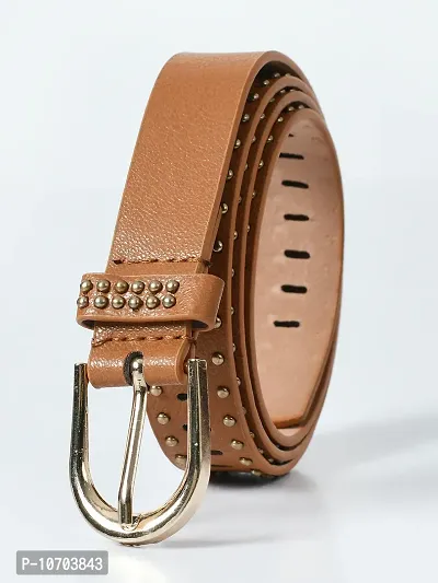 Stylish Solid Artificial Leather Self Design Belt For Women-thumb0