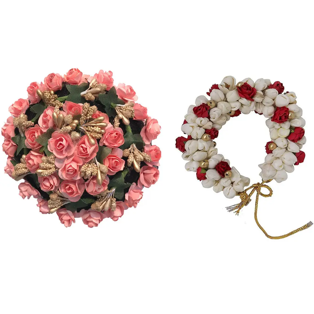 Jazz and Sizzle Bun Accessories : Buy Jazz and Sizzle Red Rose Artificial Flower  Juda Gajra Designed Hair Bun Cover Online | Nykaa Fashion