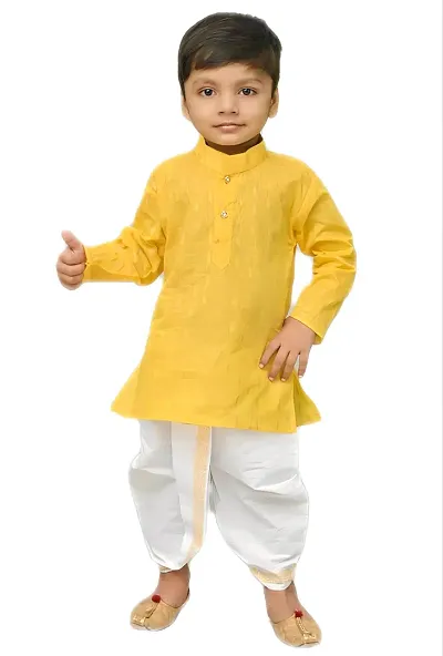 Mohini Collection Cotton Blend Printed Traditional Kurta and Dhoti Set for Boys