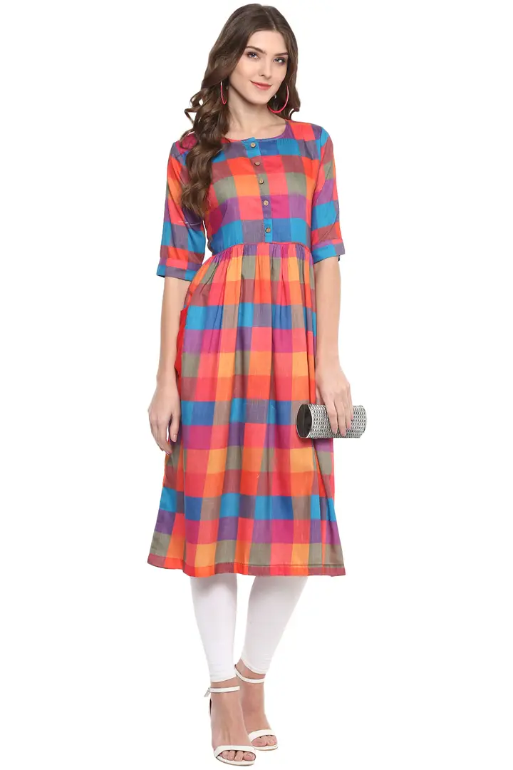 Checked deals anarkali kurtis