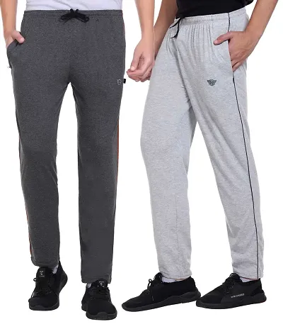 White Moon Men s Stylish Slim Fit Cotton Jogger Lower Track Pants for Gym Running Athletic Casual Wear Combo Pack of 2 for Men Multicolour