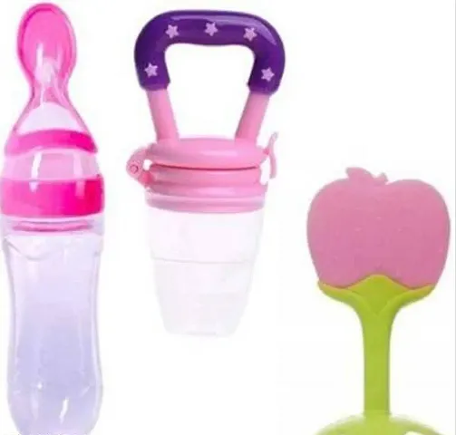 Baby Spoon Feeder With Vegetable Fruit Nibbler And Teether (Pack Of 3)