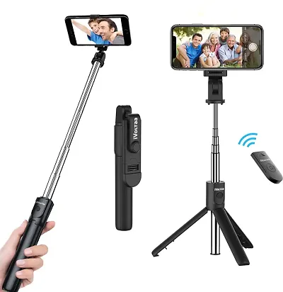 iVoltaa Selfie Stick Tripod with Detachable Wireless Remote, Extendable Selfie Stick with in-Built Tripod for Smartphone