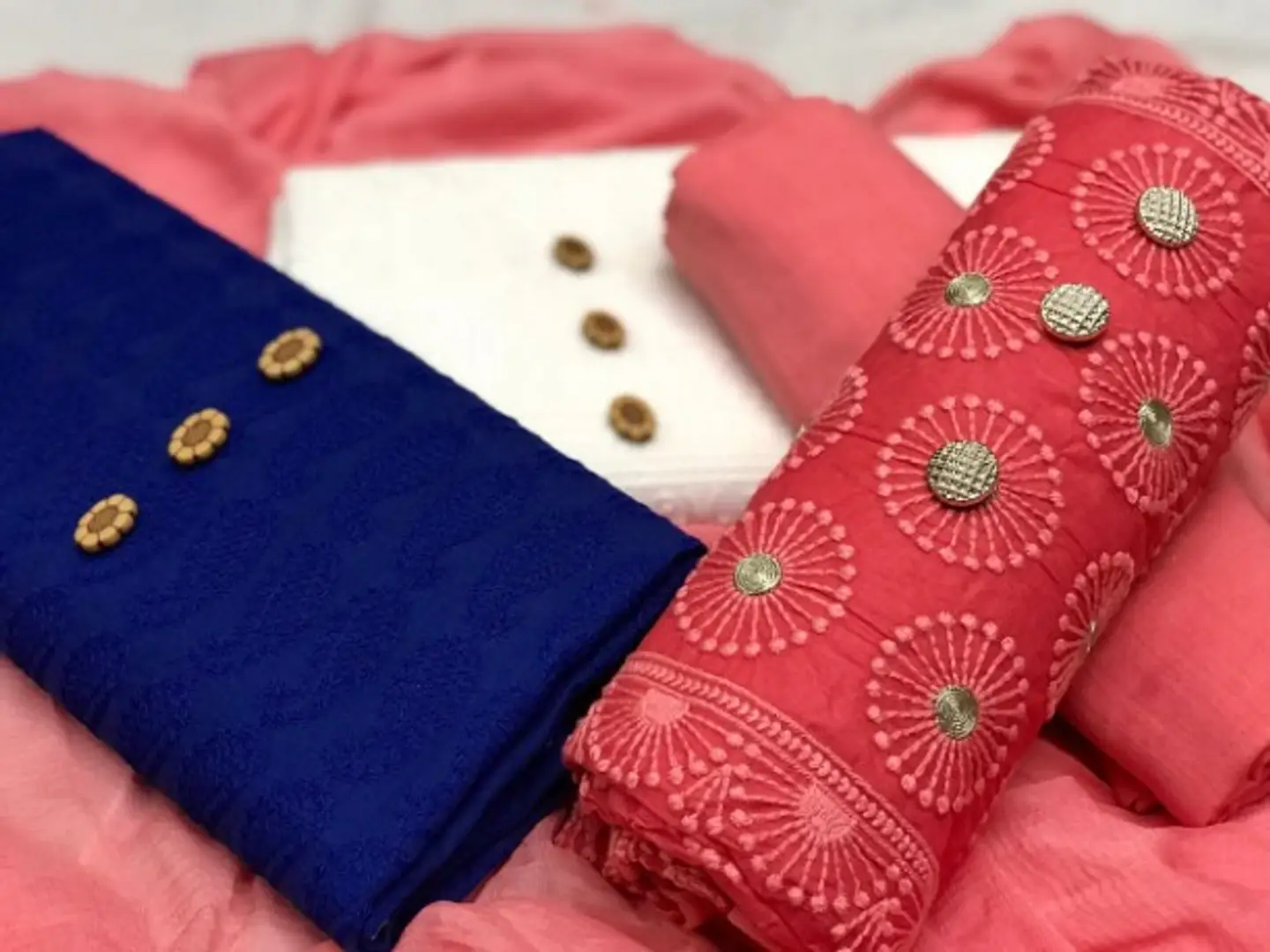 Buy 3 Tops 1 Bottom Dress Material Cheap Online