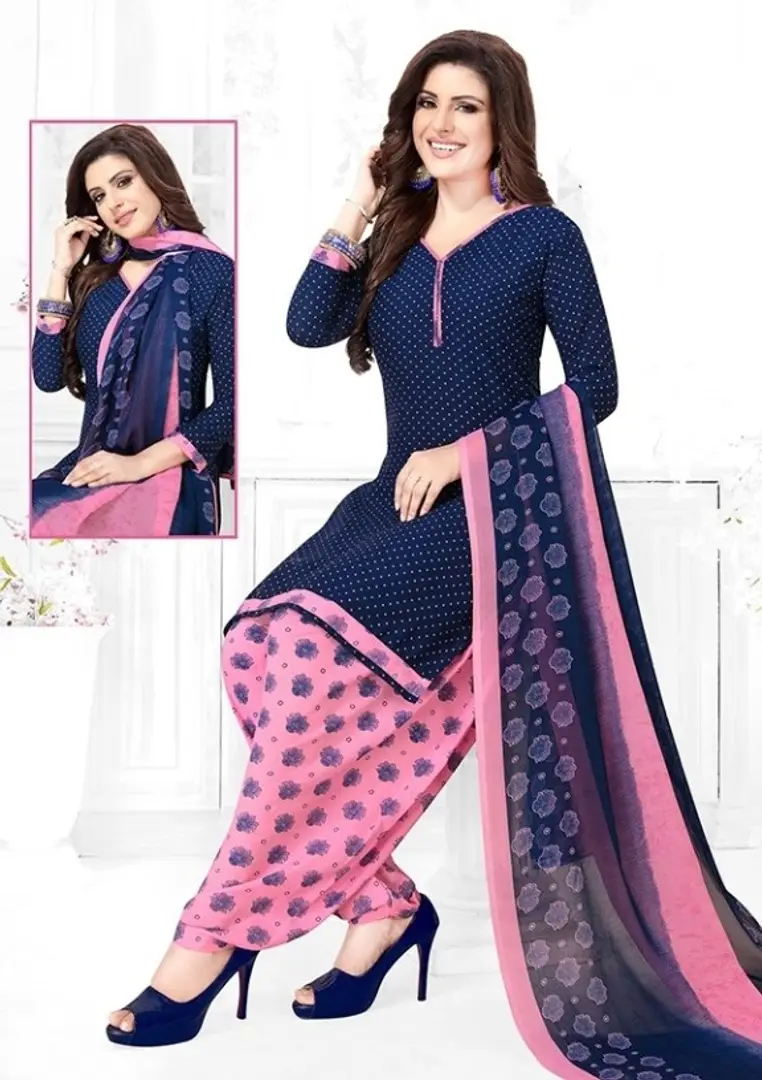 Suraj fashion Present pure Leon synthetic printed dress material in  beautiful patiyala style design for Indian