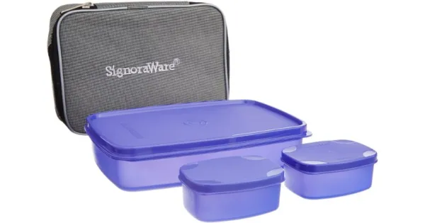 signoraware director glass lunch box with bag 581