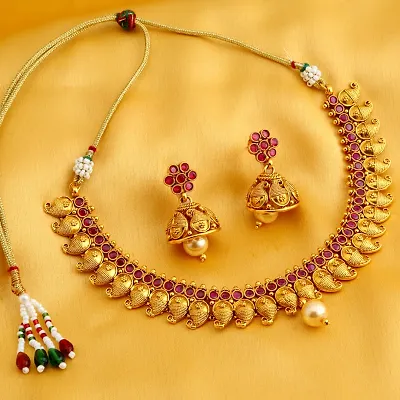 Sukkhi Traditional Gold Plated Choker Necklace Set for Women