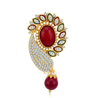 Sukkhi Glamorous Alloy Gold Plated Austrian Diamond Brooch For Women