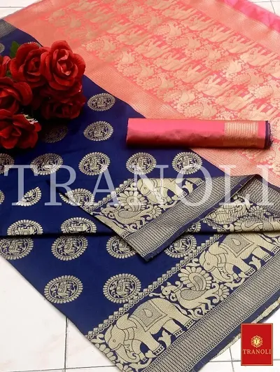 Tranoli Art Silk Woven Design Saree With Blouse Piece