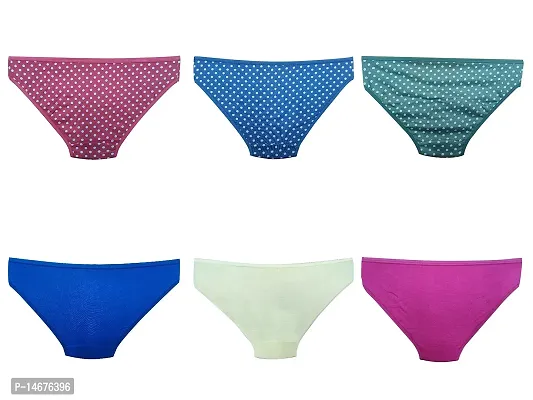 Buy Bralux Women Panties Set of 6 - Cotton Plain Printed Panties