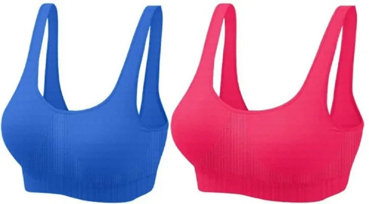 Women's And Girl's Non Padded Sport Air Bra In Fine Colour With Comfortable  Size (PACK fOF 2)
