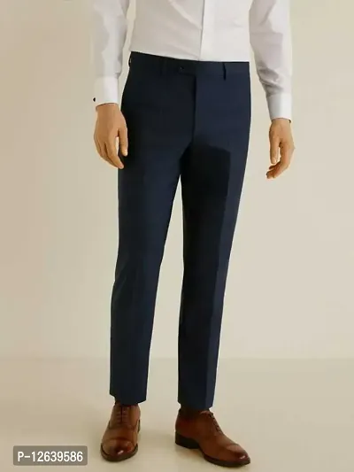 Buy KUNDAN Men's Poly-Viscose Navy Blue, Dark Blue & Light Sky Blue Colour  Formal Trousers (Pack of 3) Regular at Amazon.in
