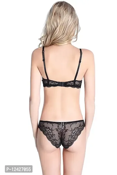 Buy Kliznil Soft Padded Bra Panty Set Sexy Net Lingeries for