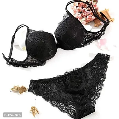 Buy YOMUSHI Front Closure Bras Panty Sexy Lingeries Set for Honeymoon  Bridal Lingerie Set Lace Padded Push up Bra Panty Sexy Lingerie Set  Swimwear Bikini++ Black Online In India At Discounted Prices