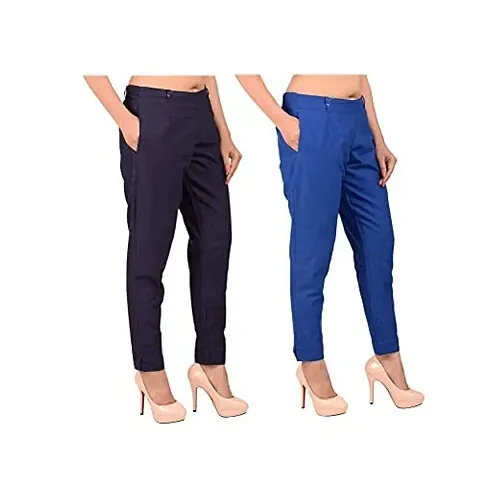 Sajke Women's Cotton Pant Flex Non Stretchable Slim Fit Straight Casual  Trouser Pant for Women