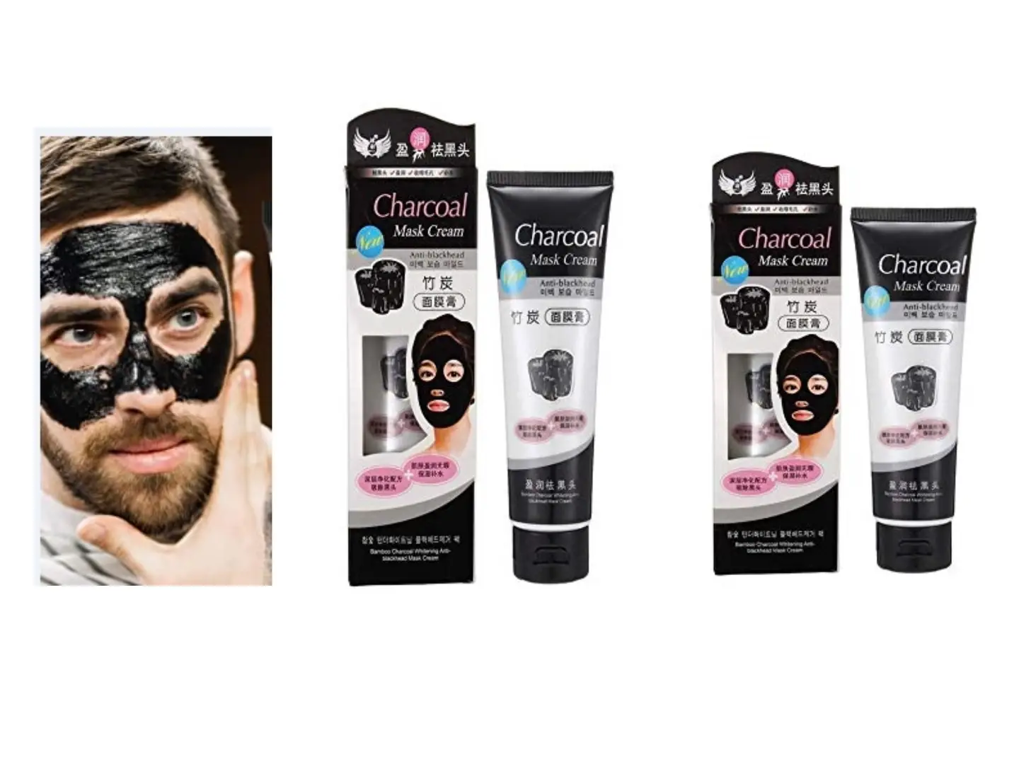 Prøve Ark indbildskhed Charcoal Mask Cream For Tan & Blackheads Remover For Men 02