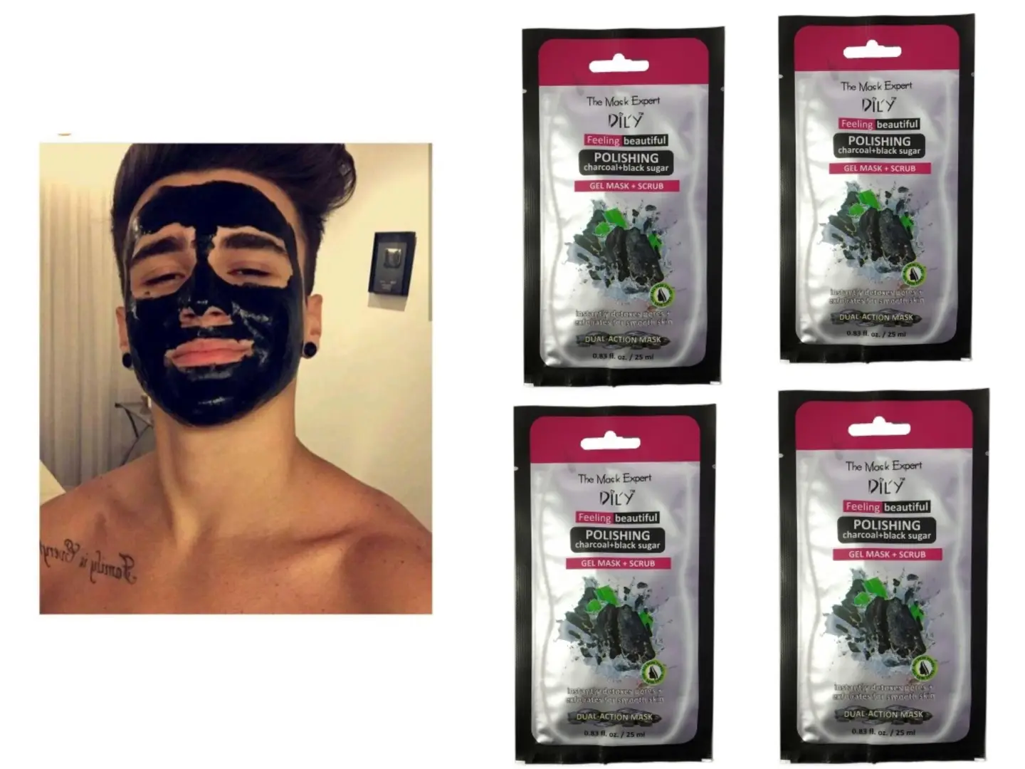 Charcoal Peel Off Mask With Scrub For Tan Blackheads Remover For Men 04