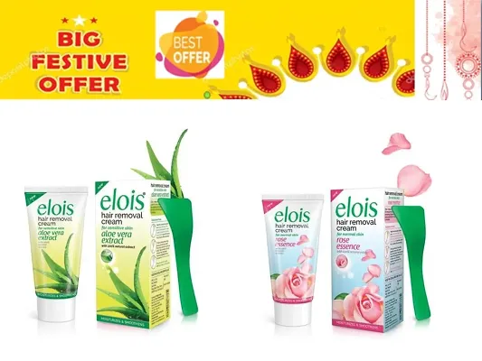 Elois Aloe Vera & Rose Hair Remover Skin Whitening Cream 02 25gm Each