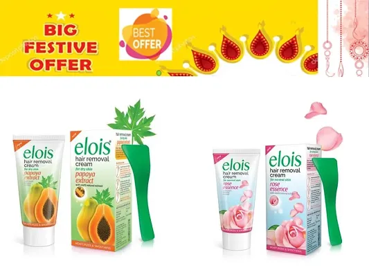 Elois Papaya & Rose Hair Remover Skin Whitening Cream 02 25gm Each