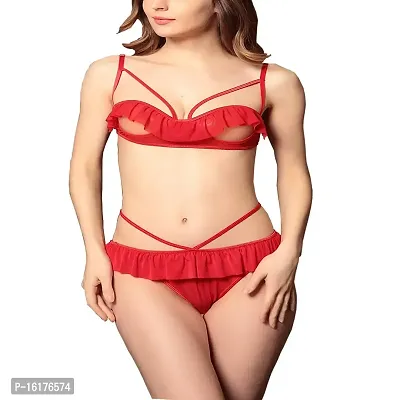 Buy Elegant Sexy Crotch Less Front Open Bra And Panty Lingerie Set For  Women Online In India At Discounted Prices