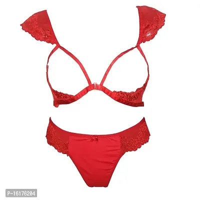 Buy Psychovest Red Full Coverage Transparent Bra And Panty Lingerie Set  Online at Best Prices in India - JioMart.
