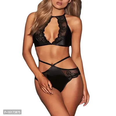 Buy Psychovest Women's Sexy Strappy Lace Bra And Panty Lingerie Set Free  Size Black Online In India At Discounted Prices