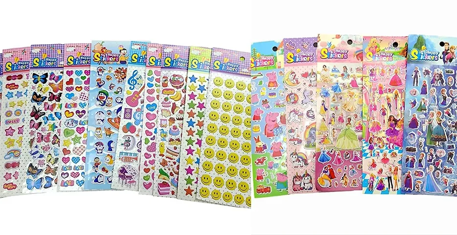 Pack of 20 Vinyl Peel- Off Stickers- Sheets Multicoloured self Adhesive Stone Stickers
