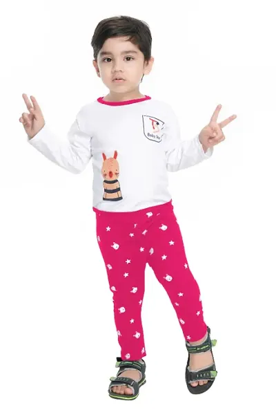 Printed Cotton T Shirt and Trouser Set for Kids