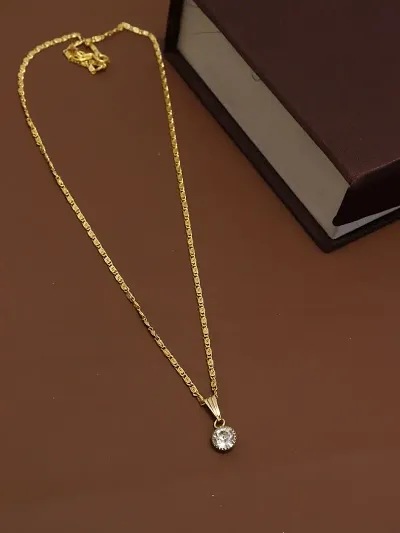 Gold Plated American Diamond Chain with Pendant