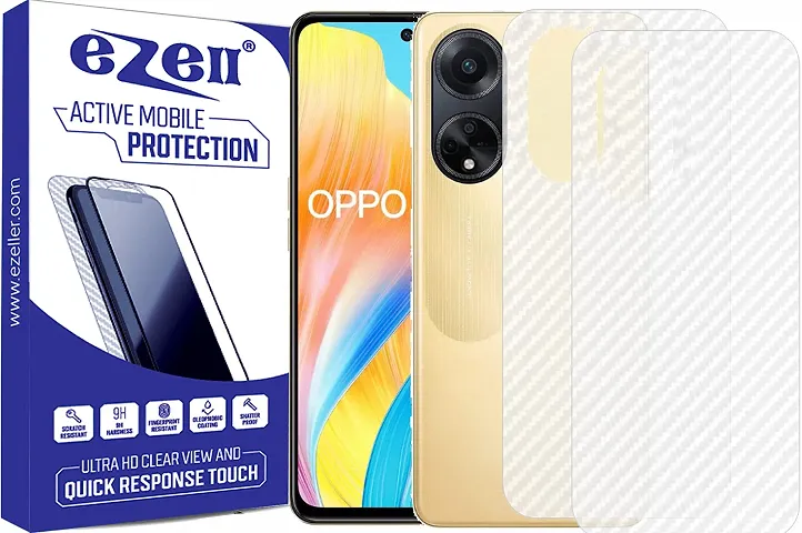 eZell Oppo F23 5G Back Screen Protector(Transparent), 3D Back Skin Carbon Fiber Ultra-Thin Protective Film (2 Packs) Transparent Back Cover with Wet and Dry Wipes
