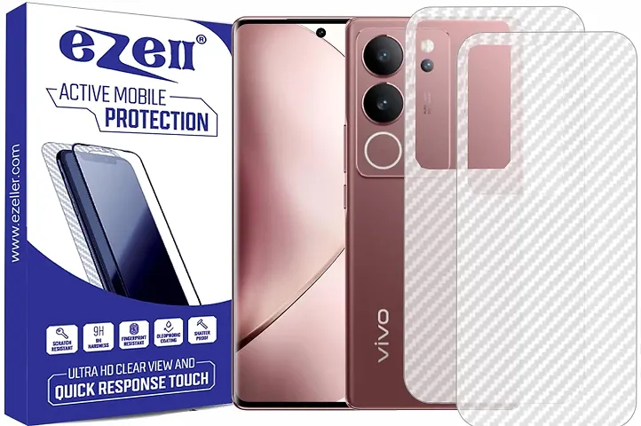 eZell VIVO V29 5G Back Screen Protector(Transparent),3D Back Skin Carbon Fiber Ultra-Thin Protective Film (2 Packs) Transparent Back Cover with Wet and Dry Wipes