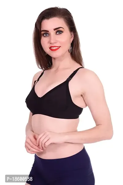 Buy AENIMOR Women's Non-Padded Cotton Breast-Feeding Bra (Black