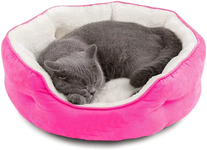Petsco91 Store High Quality Wool Faux Fur Fabric Color Pink Creem Sizes SMALL 60times;60times;25 cm for Newborn 1-month Dog and Cat Bed Super Warm Ultra Soft Ethnic Designer Comfortable Bed for All Types Breeds
