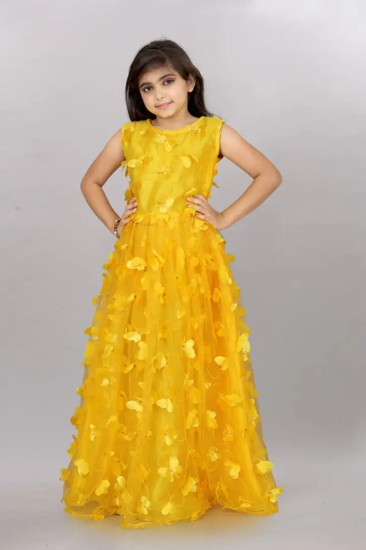 Tilism baby net yellow one shoulder gown dress - tilism - 4167489