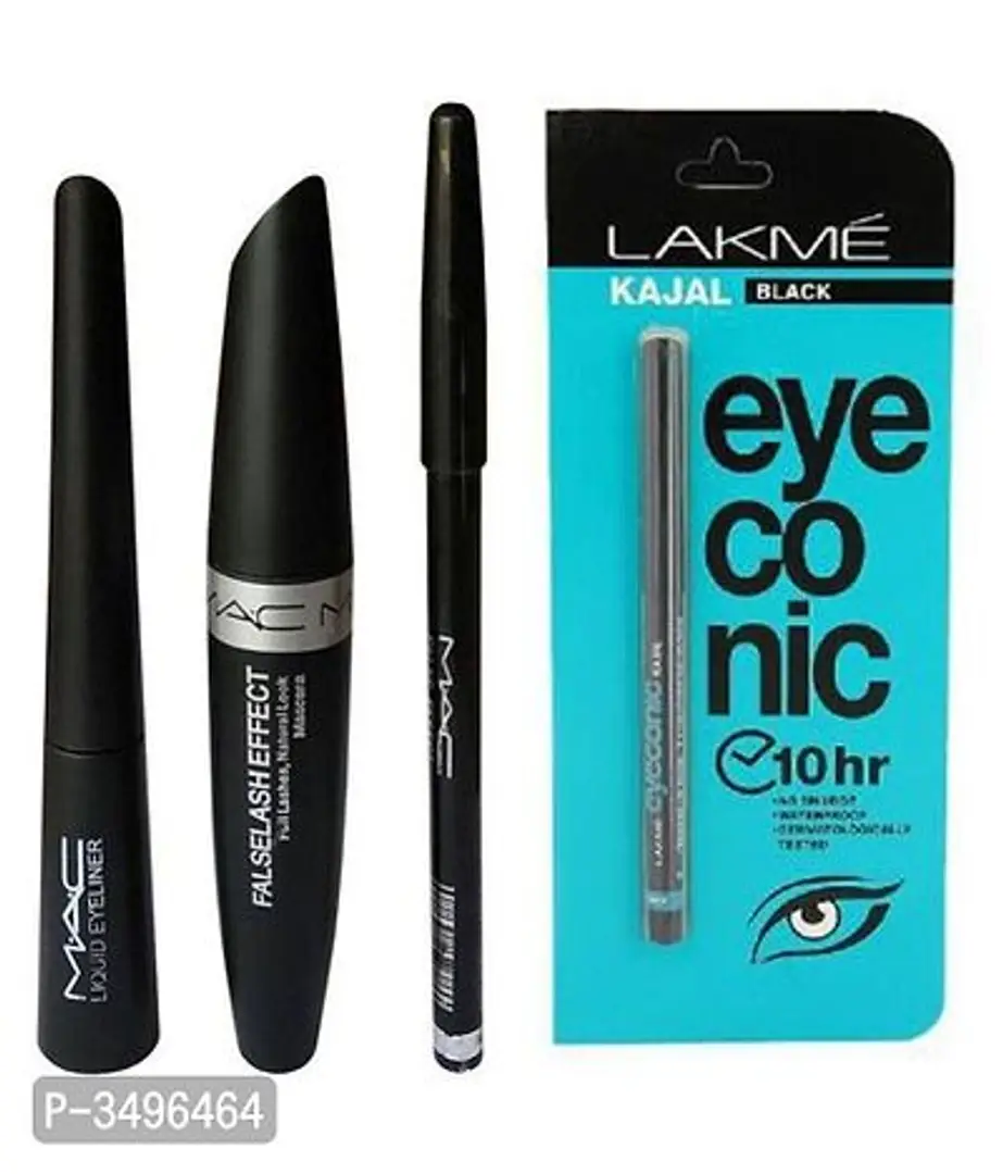 Mac Mascara Eyebrow Pencil Liquid Eyeliner Lakme Iconic Kajal Combo Set