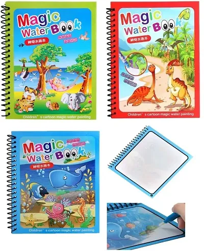 Magic Water Book for Kids for Children Reusable Book (Random Theme) (Pack of 3)