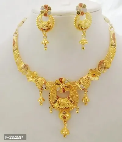 Trendy Ethnic Gold Plated Necklace Set-thumb0