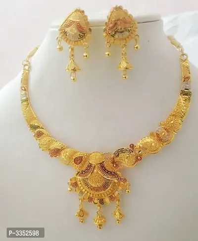 Trendy Ethnic Gold Plated Necklace Set