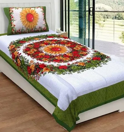 Cotton Single Bedsheet With 1 pillow Cover
