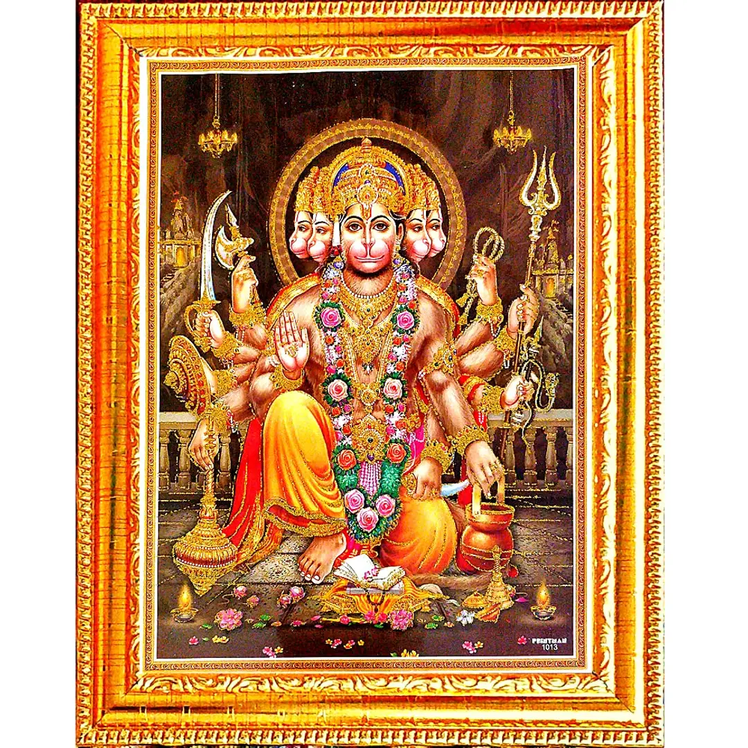 Buy Suninow Panchmukhi Hanuman Photo Frame/Religious Framed Painting ...