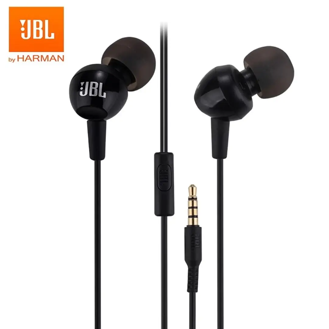 JBL C100Si 3.5mm Wired Stereo Earphones Deep Bass Music Sports Headset Running Gaming Earphones Handsfree Call with Microphone Pack of 1 TN 1