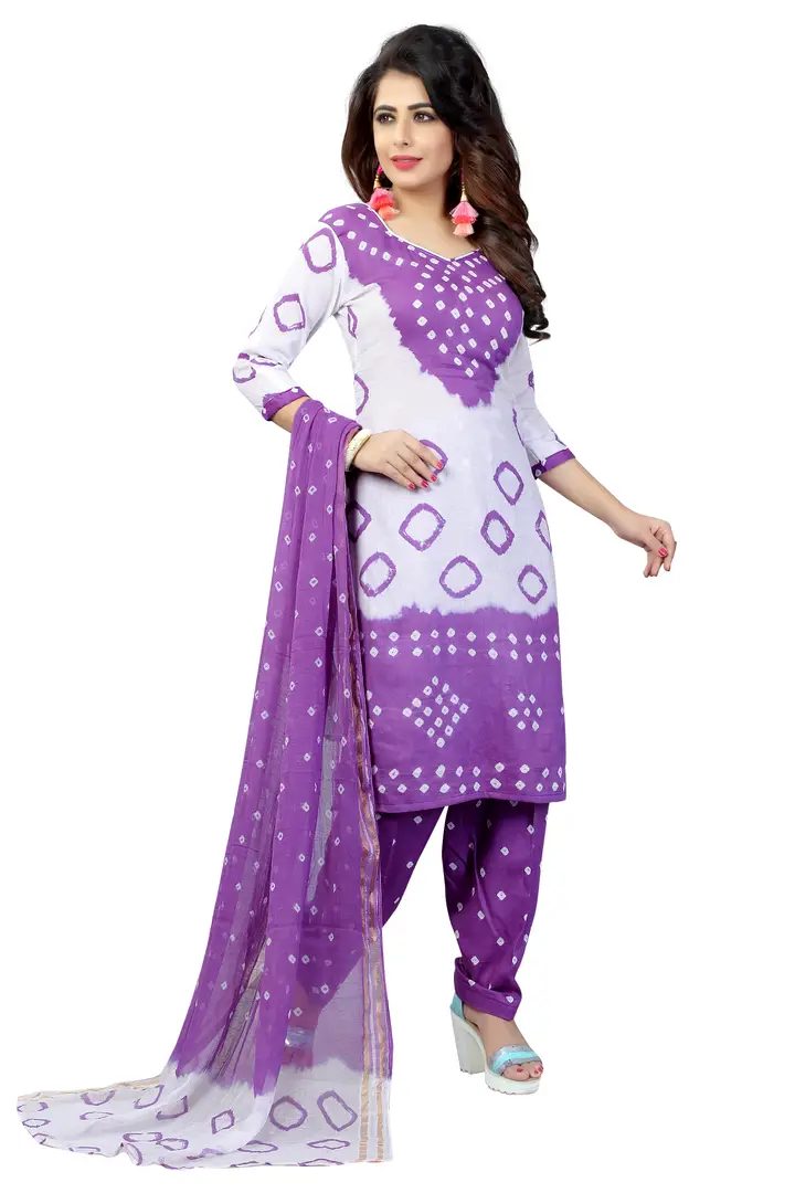 Purple & White Coloured Unstitched Pure Cotton Hand Block Printed Wome –  Royskart