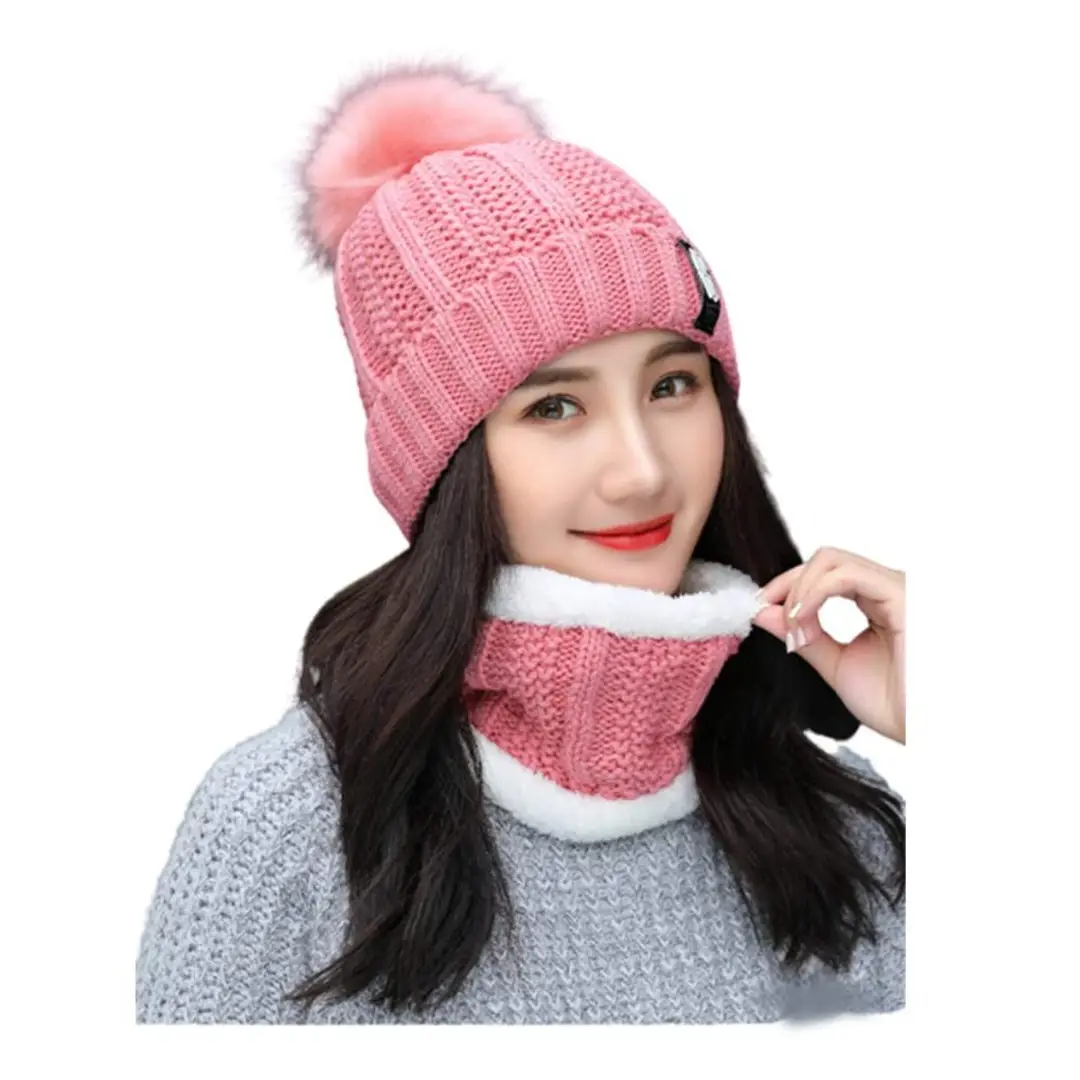 pink hat and scarf set womens