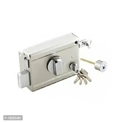ONJECX Rim Lock - Smart Series - NLI01 - Night Latch - Key  Knob Model Inside Opening - Night Latch Lock for Doors | Satin Silver Finish [Pack of 1]